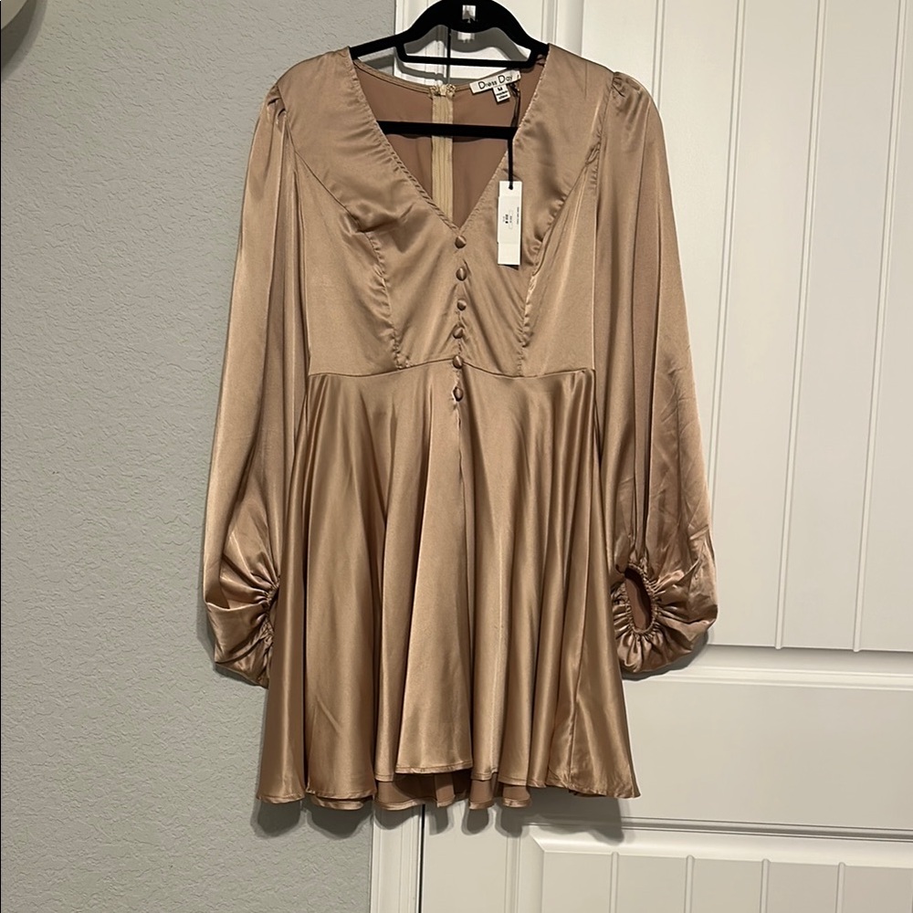Elegant Satin Long Sleeve Dress